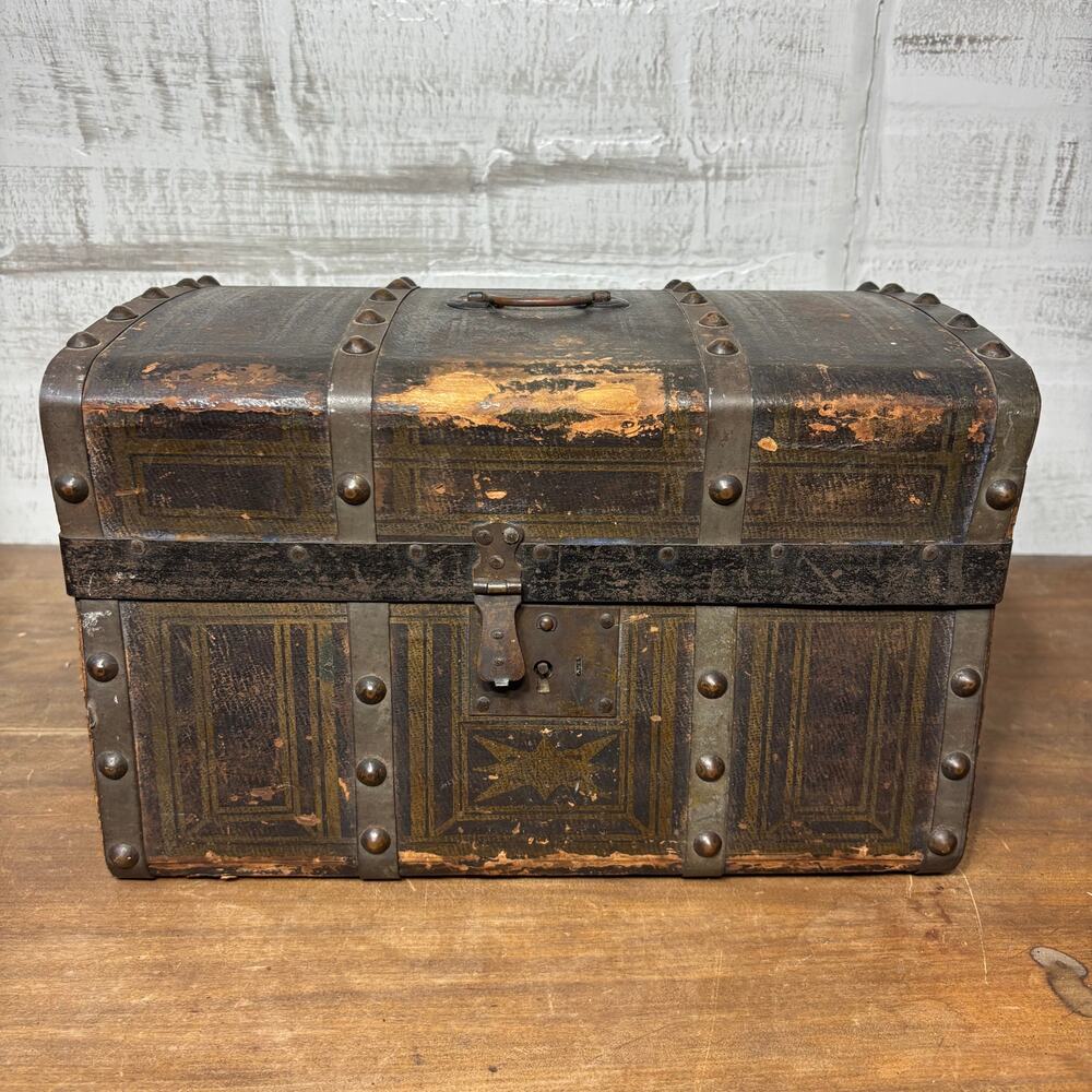 Antique Wooden Chest with Removable Tray